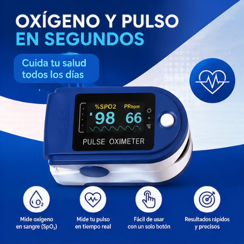 Oxímetro Digital 3 en 1 | Resultados Precisos de Oxígeno y Pulso en Segundos