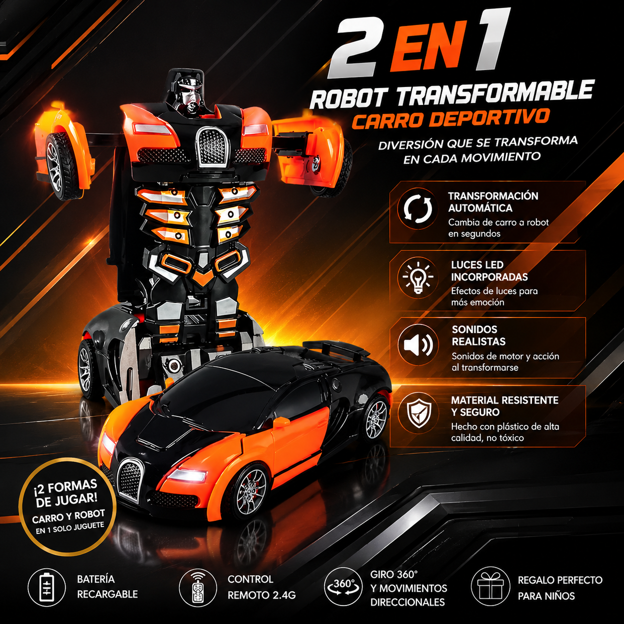 Super Bugatti Transformer 2-en-1: El Regalo Favorito de los Niños (Edición 2026)